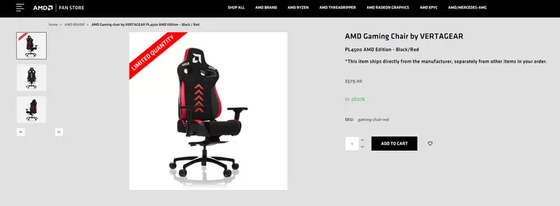 AMD牌电竞椅来了：红黑、黑白两种配色，约3900元